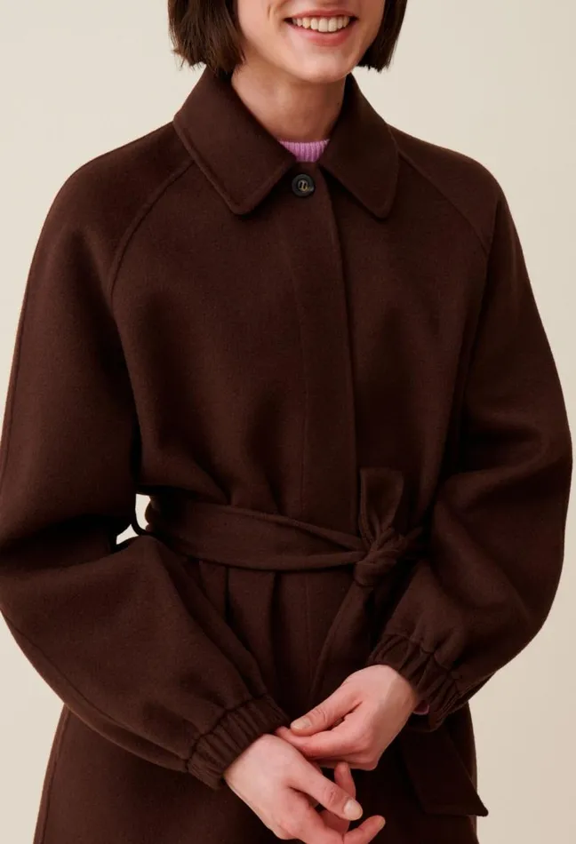 Claudie Pierlot Brown Belted Long Coat Clothes Coats