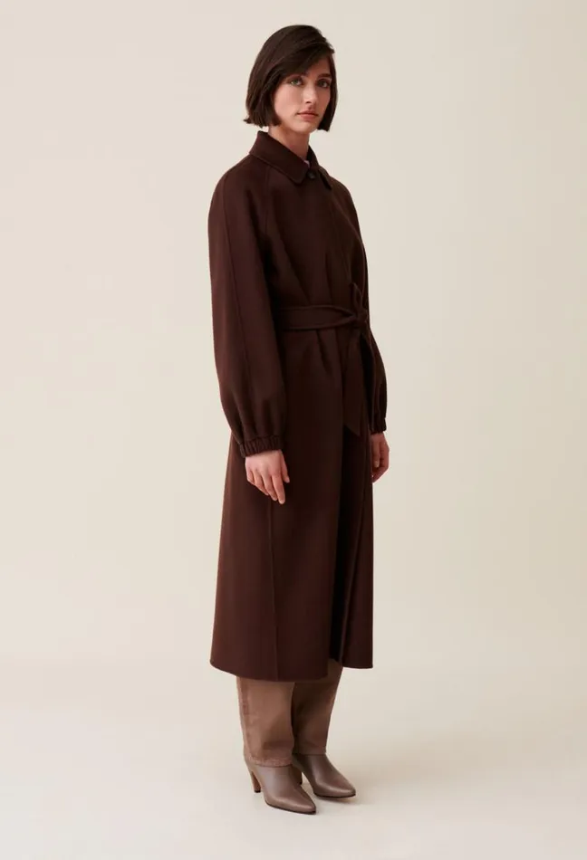 Claudie Pierlot Brown Belted Long Coat Clothes Coats
