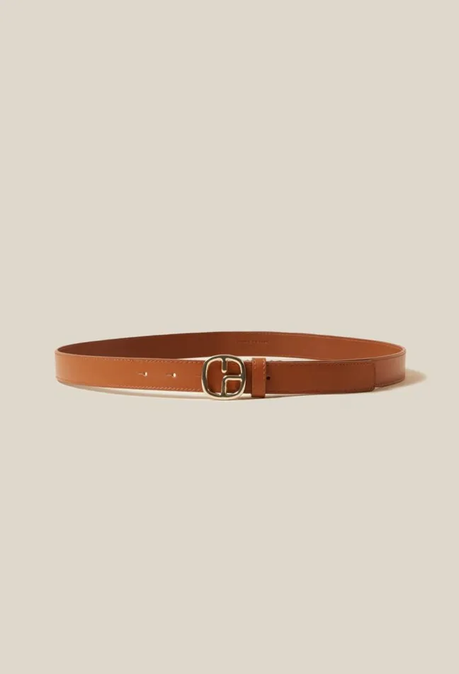 Claudie Pierlot Brown Leather Monogram Belt Accessories Belts