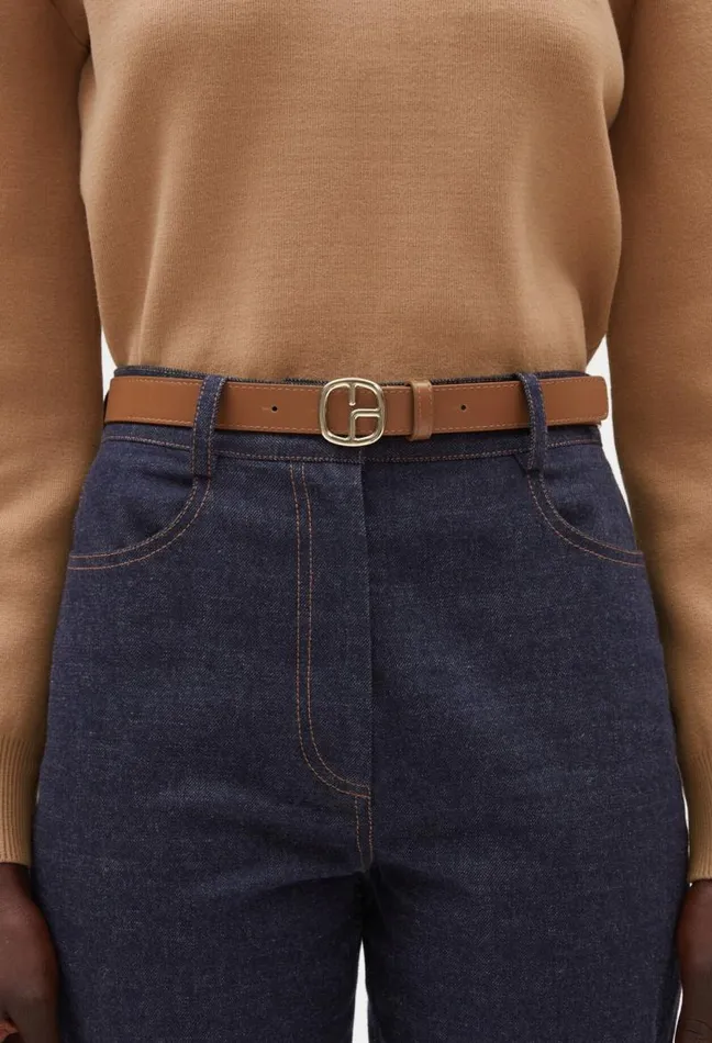 Claudie Pierlot Brown Leather Monogram Belt Accessories Belts