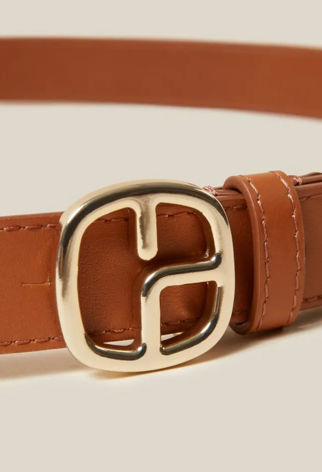 Claudie Pierlot Brown Leather Monogram Belt Accessories Belts