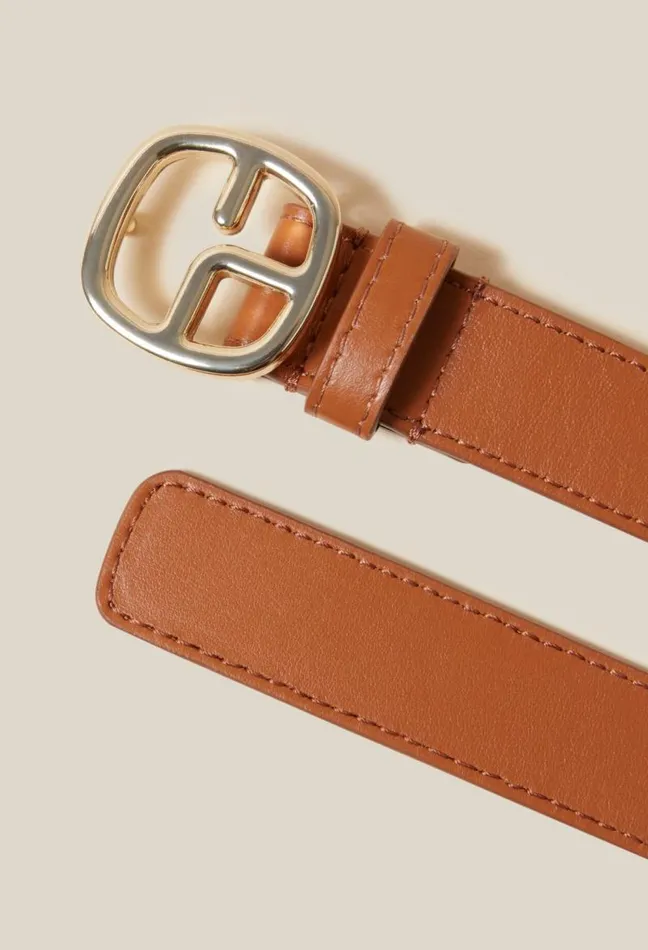 Claudie Pierlot Brown Leather Monogram Belt Accessories Belts