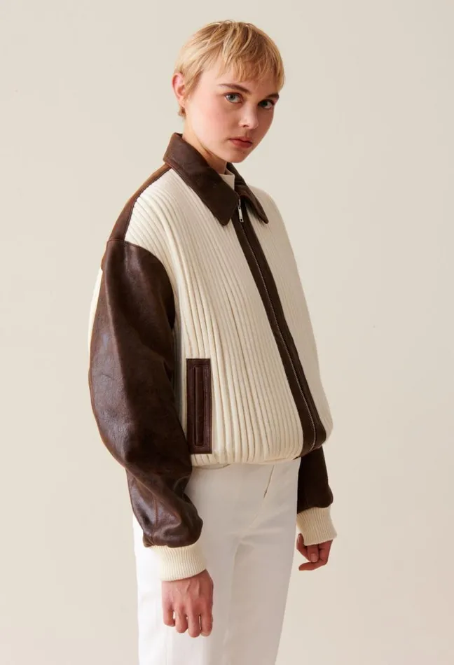 Claudie Pierlot Brown Twotone Bomber Jacket Clothes Jackets