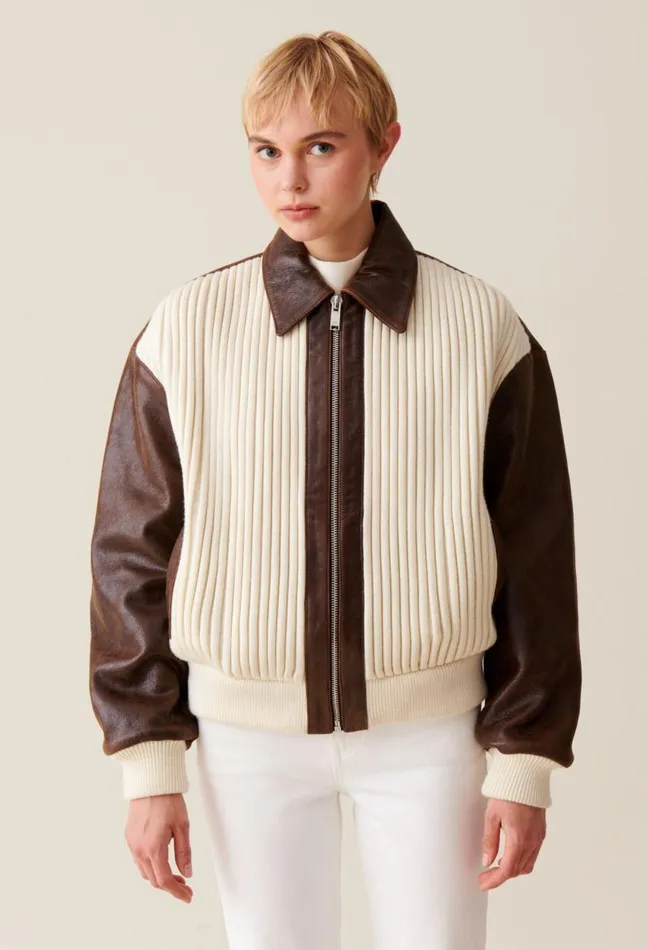 Claudie Pierlot Brown Twotone Bomber Jacket Clothes Jackets