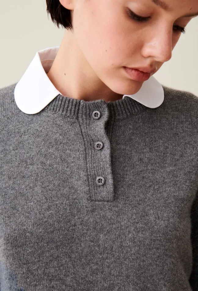 Claudie Pierlot Cashmere Jumper Detachable Collar Clothes Knitwear And Cardigans
