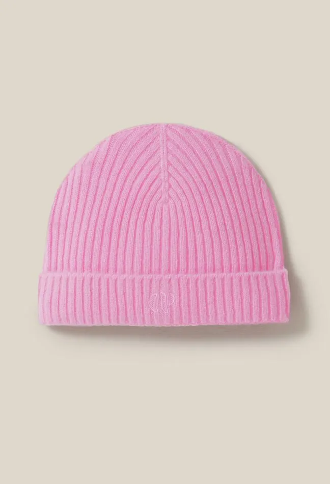 Claudie Pierlot Cashmere Ribbed Hat CP Embroidery Accessories Scarves Hats And Gloves