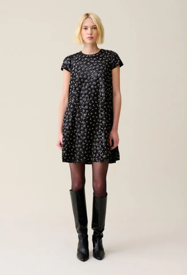 Claudie Pierlot Embroidered Babydoll Mini Dress Clothes Dresses