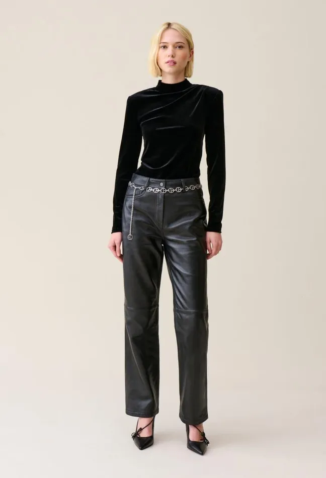 Claudie Pierlot Fitted Black Velvet Top Clothes Tshirts