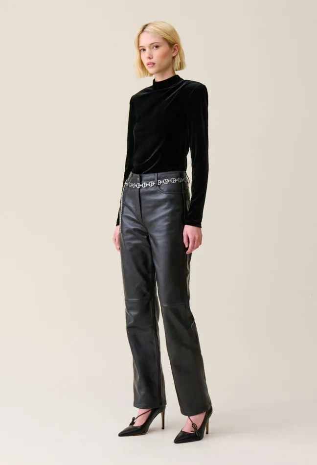 Claudie Pierlot Fitted Black Velvet Top Clothes Tshirts
