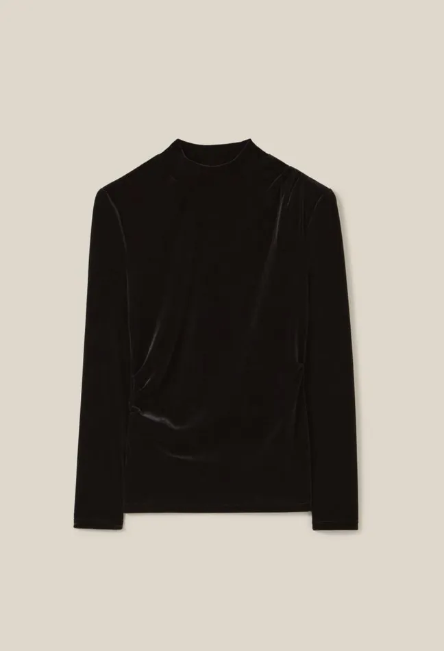 Claudie Pierlot Fitted Black Velvet Top Clothes Tshirts