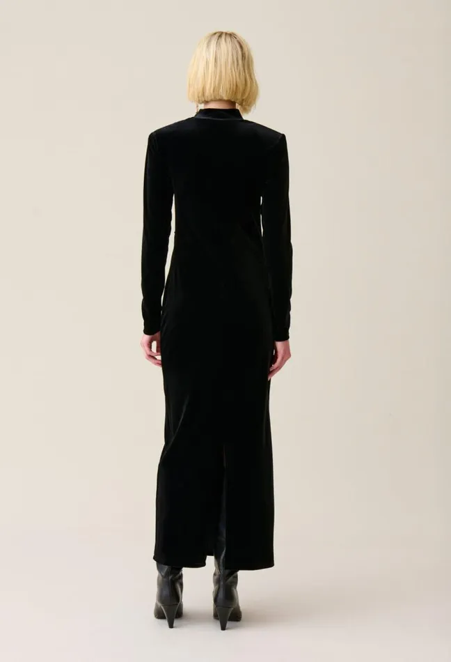 Claudie Pierlot Fitted Long Black Velvet Dress Clothes Dresses