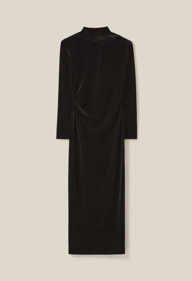 Claudie Pierlot Fitted Long Black Velvet Dress Clothes Dresses