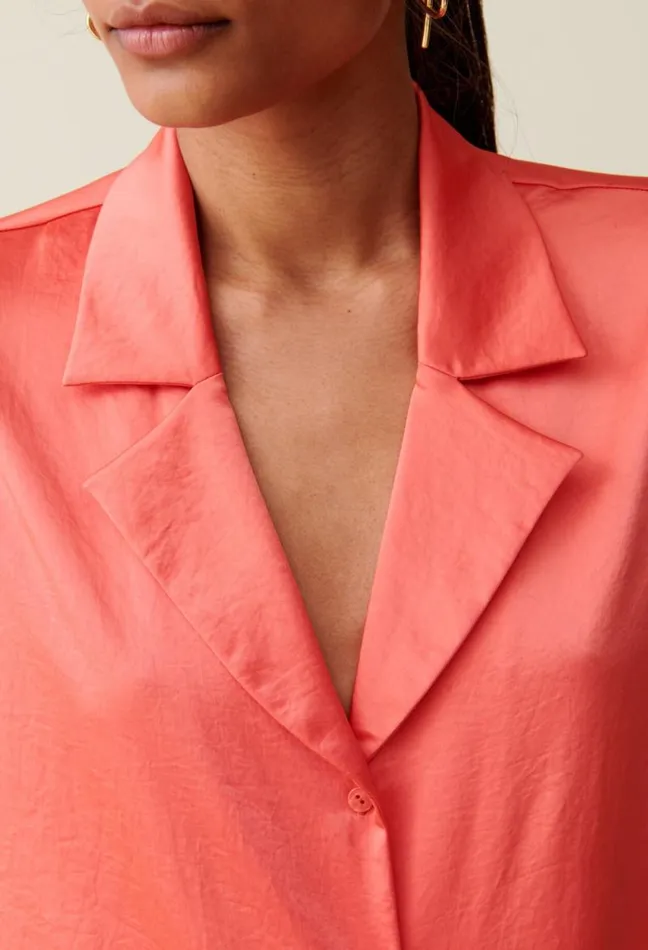 Claudie Pierlot Flowing Satin Mandarin Shirt Clothes Tops And Shirts