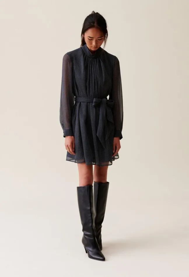 Claudie Pierlot Flowy Dress With Tie Neck Clothes Dresses