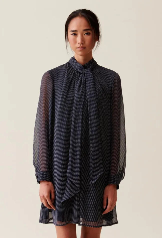 Claudie Pierlot Flowy Dress With Tie Neck Clothes Dresses