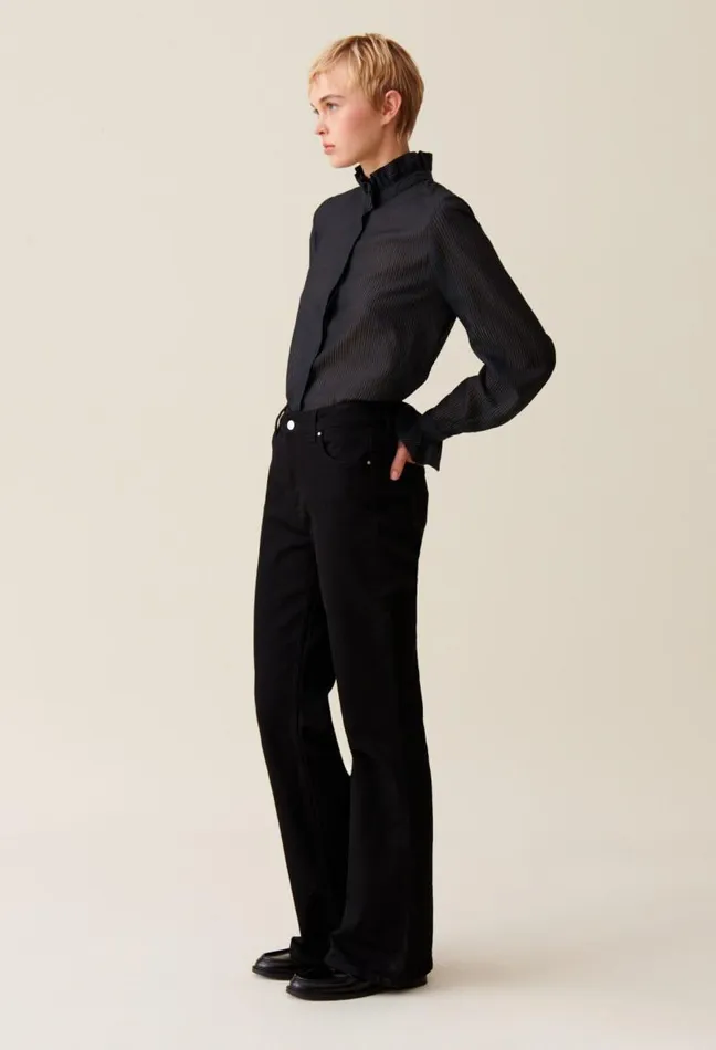 Claudie Pierlot Flowy Ruffle Collar Striped Shirt Clothes Tops And Shirts