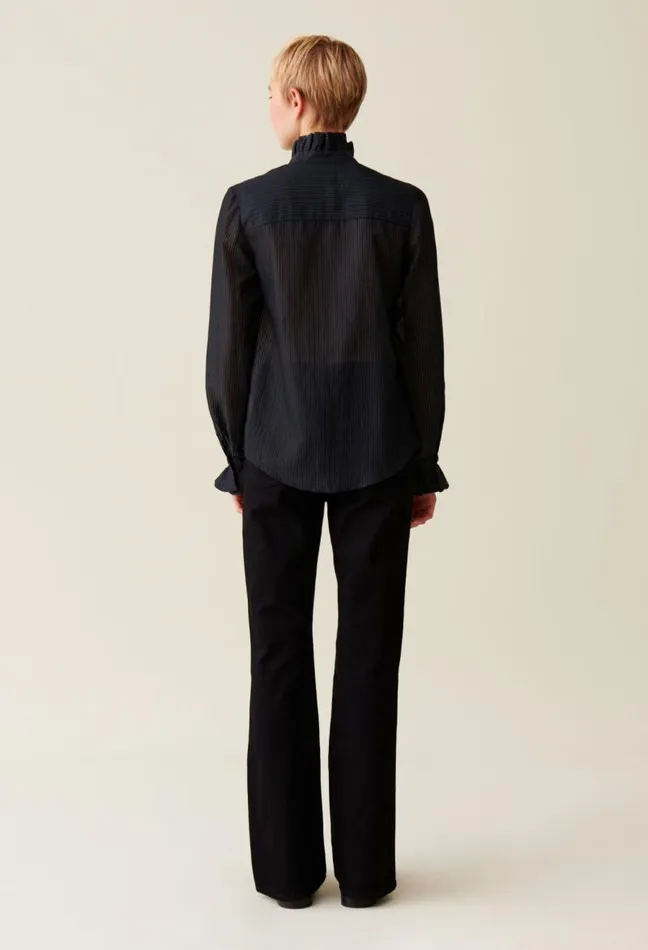 Claudie Pierlot Flowy Ruffle Collar Striped Shirt Clothes Tops And Shirts
