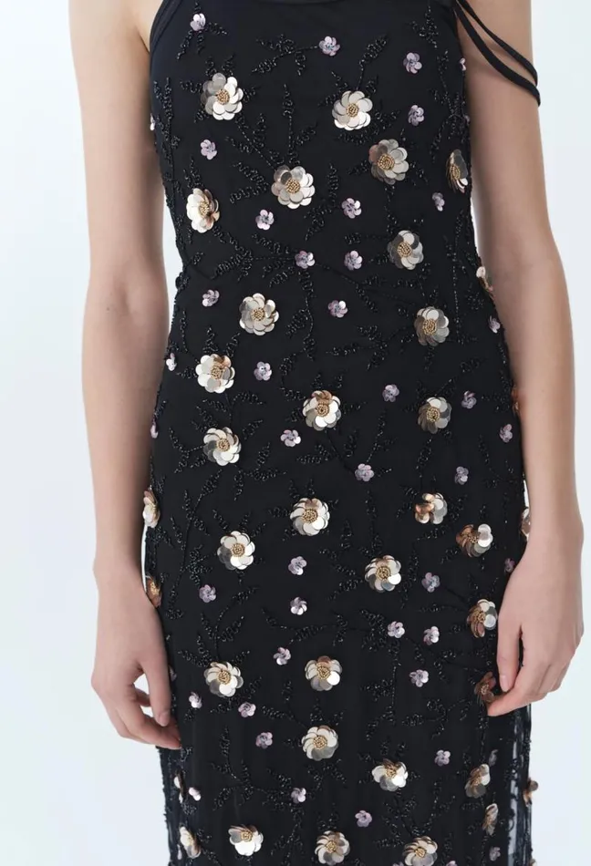 Claudie Pierlot Flowy Sequinembroidered Gown Clothes Dresses