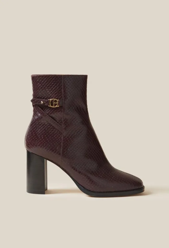 Claudie Pierlot Glossy Snake Effect Boots Shoes Ankle Boots