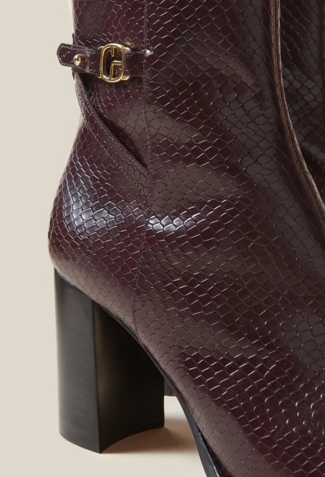 Claudie Pierlot Glossy Snake Effect Boots Shoes Ankle Boots