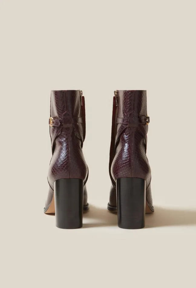 Claudie Pierlot Glossy Snake Effect Boots Shoes Ankle Boots