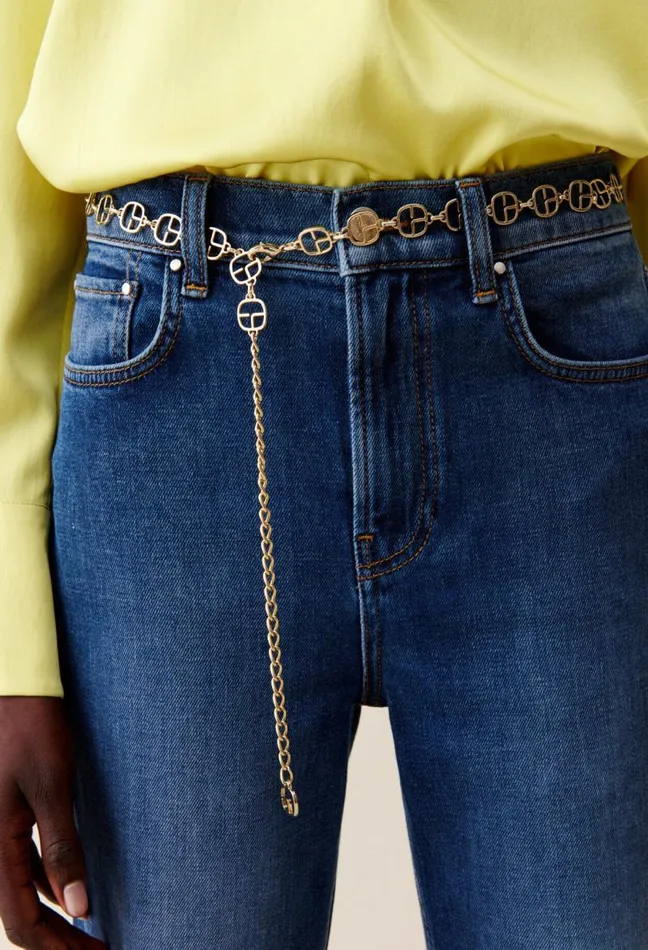 Claudie Pierlot Gold Chain Belt With CP Monogram Accessories Belts