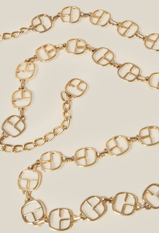 Claudie Pierlot Gold Chain Belt With CP Monogram Accessories Belts