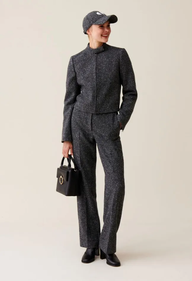Claudie Pierlot Grey Short Mixed Wool Jacket Clothes Jackets