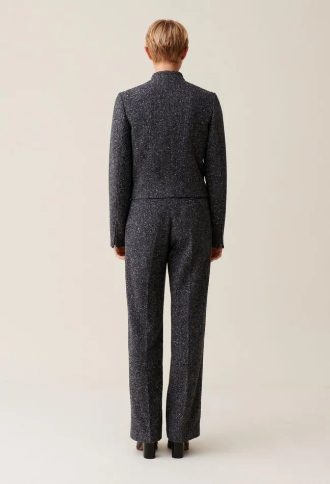 Claudie Pierlot Grey Short Mixed Wool Jacket Clothes Jackets