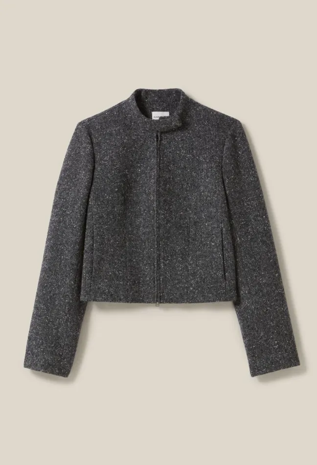 Claudie Pierlot Grey Short Mixed Wool Jacket Clothes Jackets