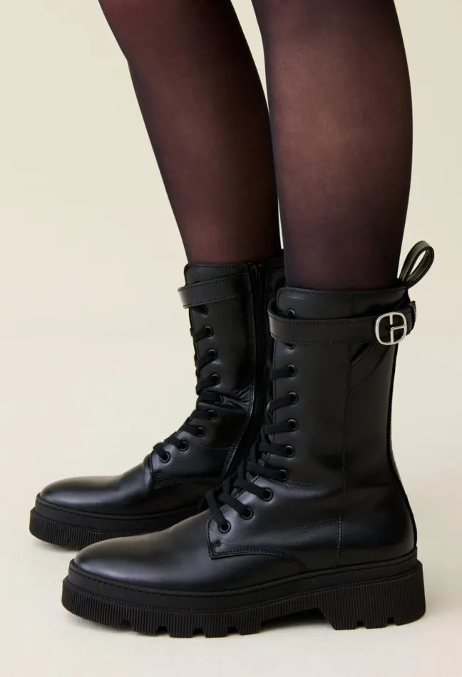 Claudie Pierlot High Leather Ranger Boots Shoes Ankle Boots