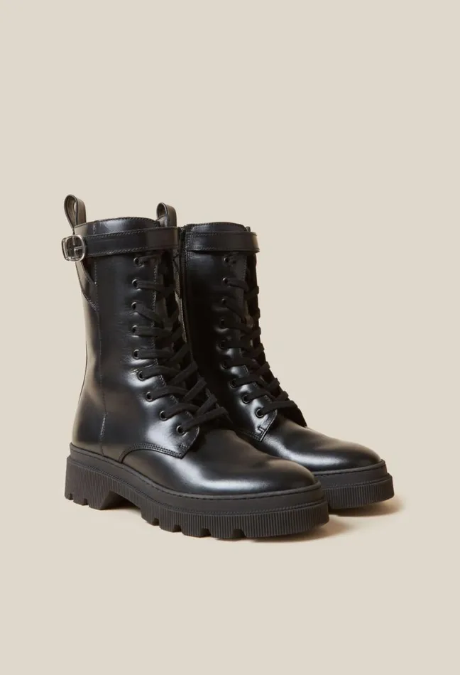 Claudie Pierlot High Leather Ranger Boots Shoes Ankle Boots