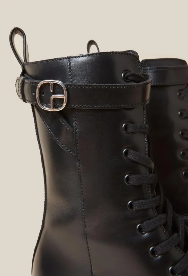 Claudie Pierlot High Leather Ranger Boots Shoes Ankle Boots
