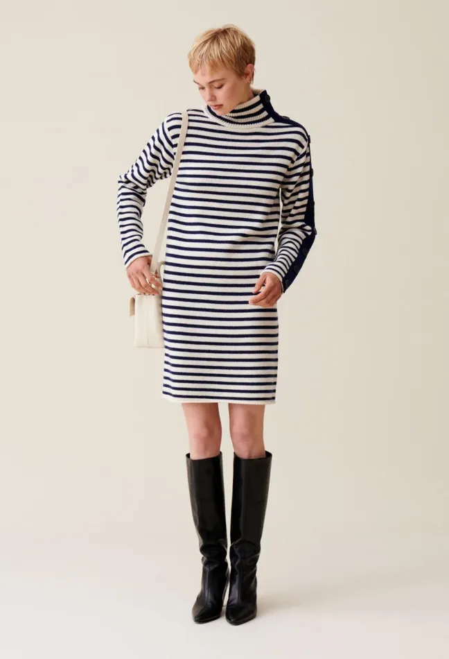 Claudie Pierlot Highneck Knitted Sailor Dress Clothes Dresses