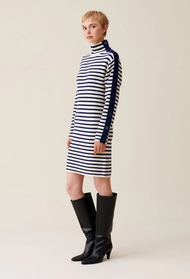 Claudie Pierlot Highneck Knitted Sailor Dress Clothes Dresses