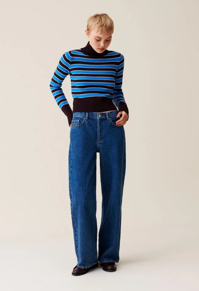 Claudie Pierlot Highneck Striped Jumper Clothes Knitwear And Cardigans