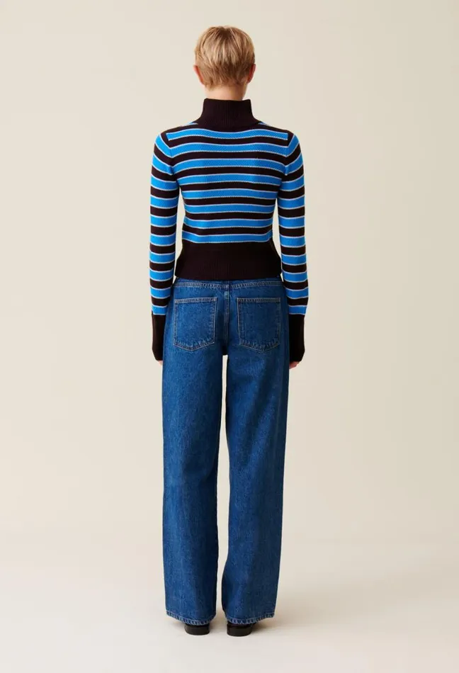 Claudie Pierlot Highneck Striped Jumper Clothes Knitwear And Cardigans
