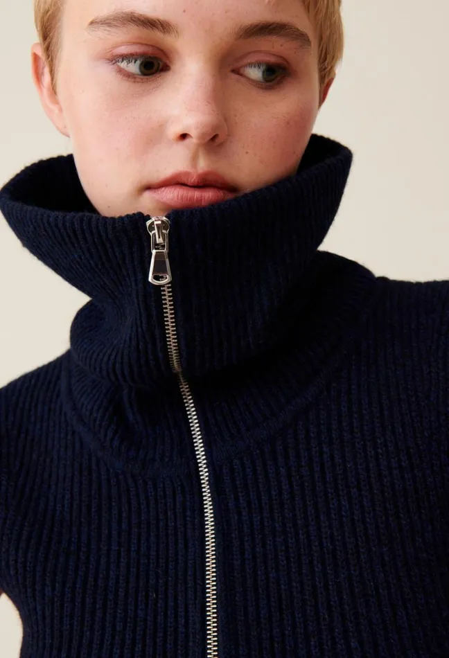 Claudie Pierlot High Neck Zip Knit Dress Clothes Dresses
