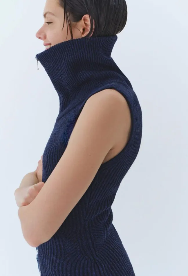 Claudie Pierlot High Neck Zip Knit Dress Clothes Dresses
