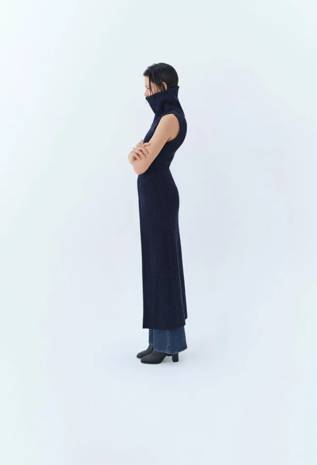 Claudie Pierlot High Neck Zip Knit Dress Clothes Dresses