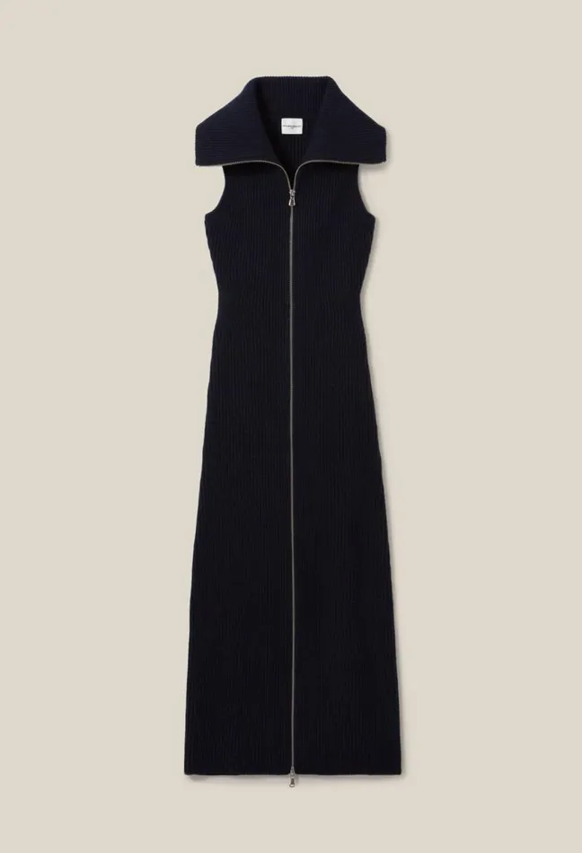 Claudie Pierlot High Neck Zip Knit Dress Clothes Dresses