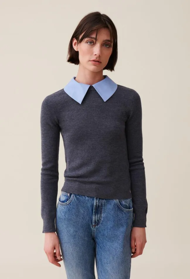 Claudie Pierlot Jumper With Detachable Collar Clothes Knitwear And Cardigans