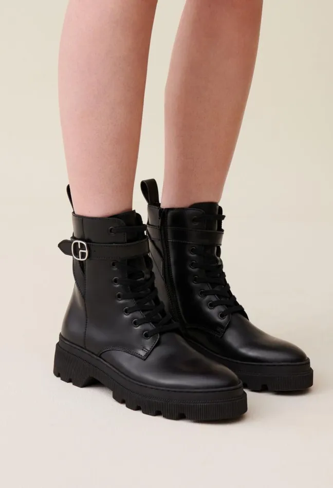 Claudie Pierlot Leather Combat Boots Shoes Ankle Boots