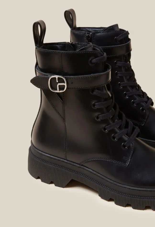 Claudie Pierlot Leather Combat Boots Shoes Ankle Boots
