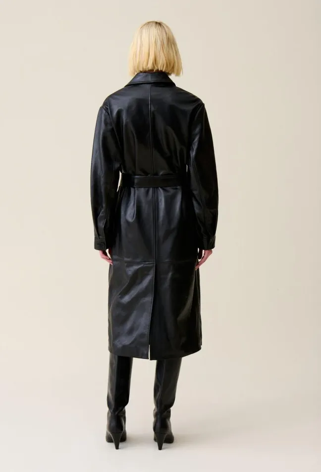 Claudie Pierlot Leather Trench W Tailored Collar Clothes Coats