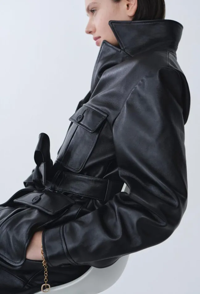 Claudie Pierlot Leather Trench W Tailored Collar Clothes Coats