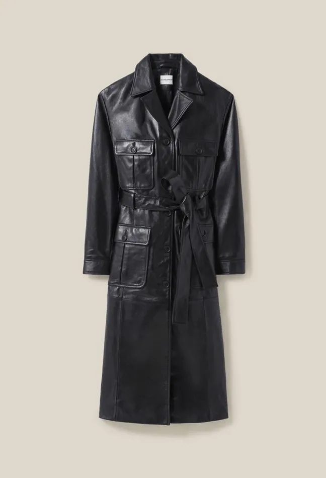 Claudie Pierlot Leather Trench W Tailored Collar Clothes Coats