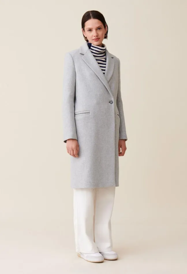Claudie Pierlot Light Grey Midlength Tailored Coat Clothes Coats