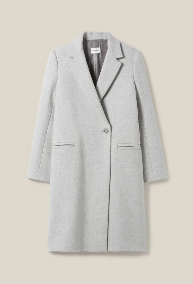 Claudie Pierlot Light Grey Midlength Tailored Coat Clothes Coats