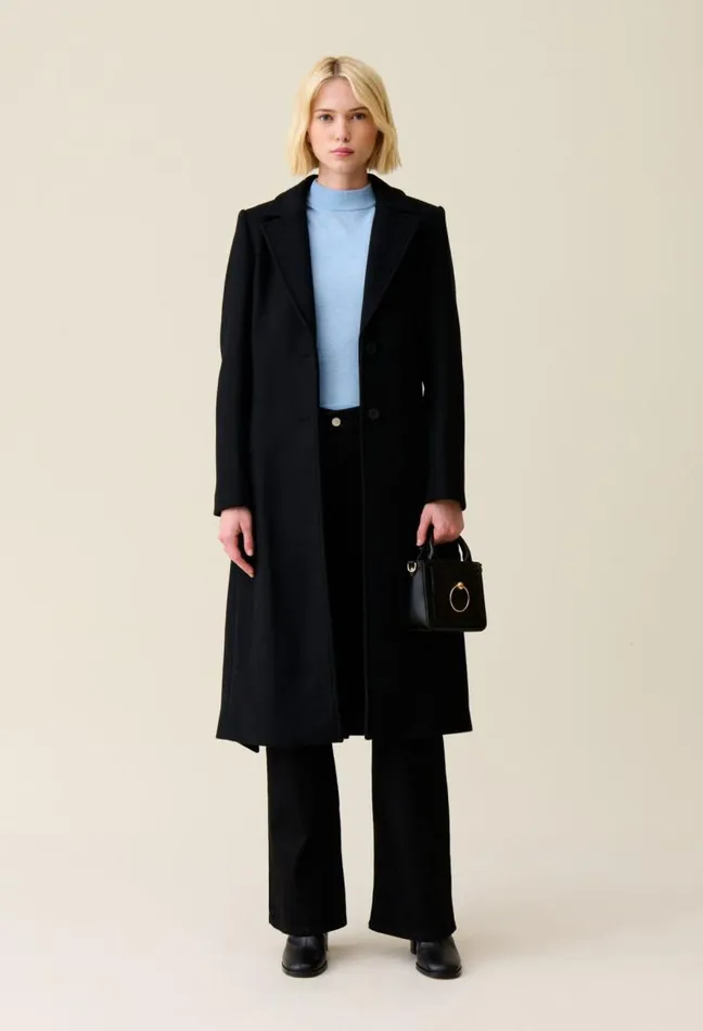 Claudie Pierlot Long Belted Navy Coat Clothes Coats